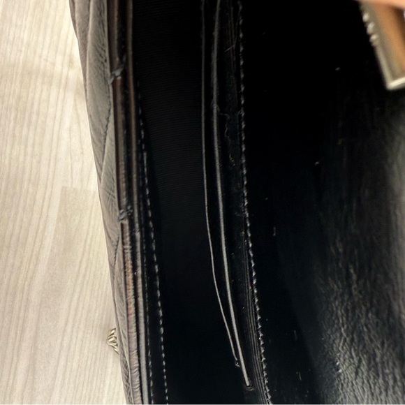 Saint Laurent Black and Silver Crossbody Bag with Chevron Quilting - Picture 9 of 13